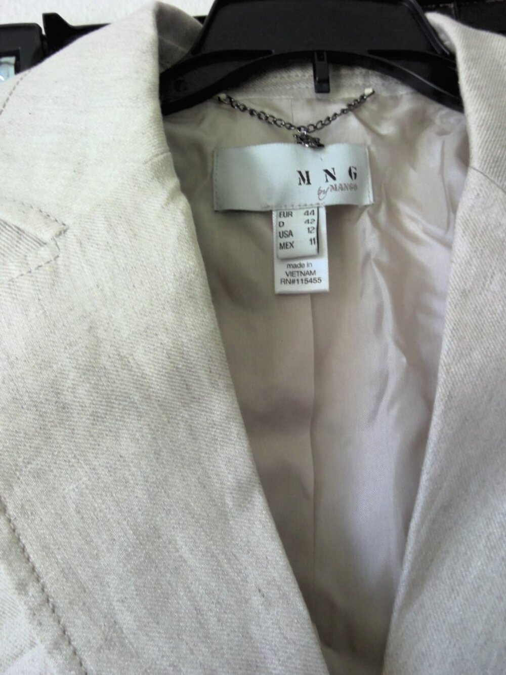 2-PC Linen-pleated front jacket & pant set by MNG MANGO size 12L in Wheat NWT - Picture 6 of 15